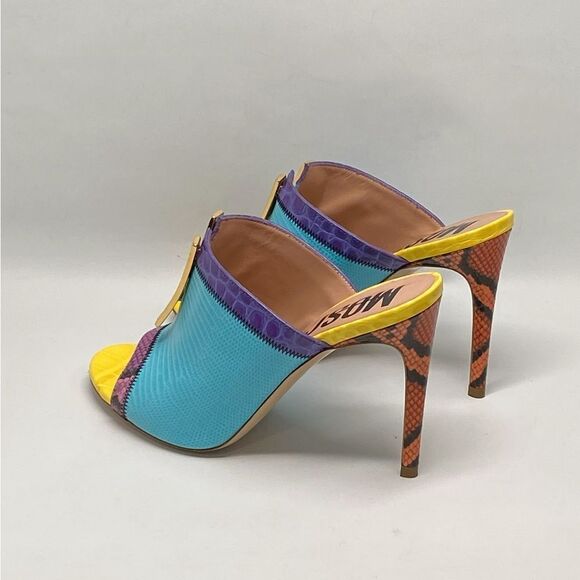 Moschino M Stud Group Patchwork Leather Mule Sandals size 38 - Picture 7 of 11